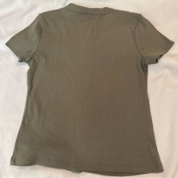 Universal Thread Olive Ribbed Button-Up Top - Picture 4 of 10